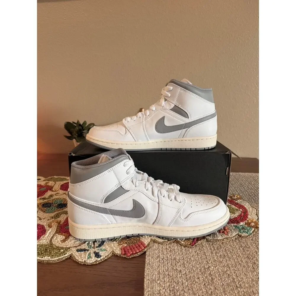 Jordan 1 Mid White Stealth Neutral Grey Wolf Cool Fog Iron Cement 554724 135